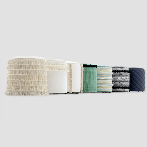 Pouf contemporain - TUUCI - en tissu / rond / gris