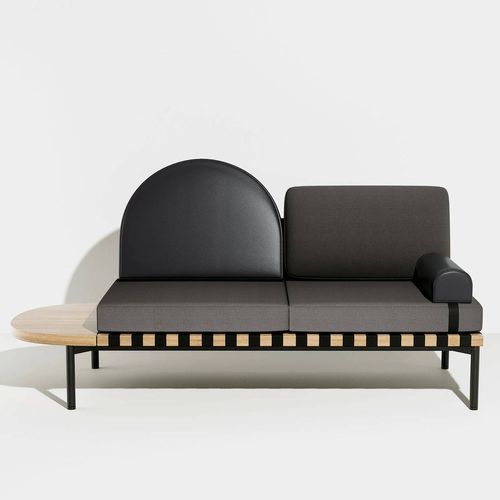 Méridienne contemporaine - GRID - Petite Friture - en tissu / en cuir / en bois