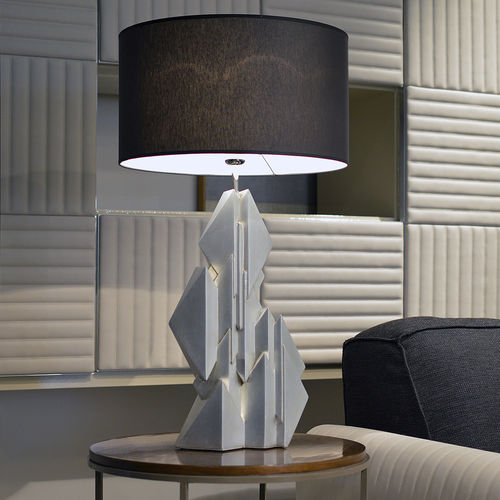 Lampe de table - Colección Alexandra - en céramique / en cuir / contemporaine