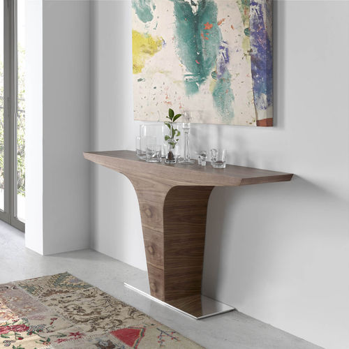 Console contemporaine - 3030 - Angel Cerdá - en noyer / avec piètement en acier inoxydable / en forme de T