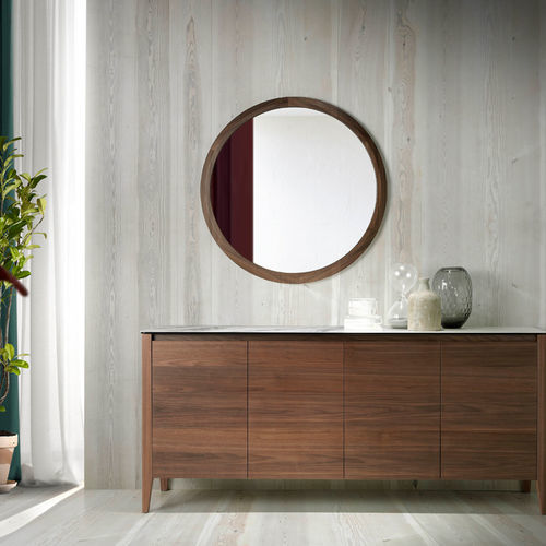 Miroir mural - 3084  - Angel Cerdá - contemporain / rond / en bois doré à la feuille d'or