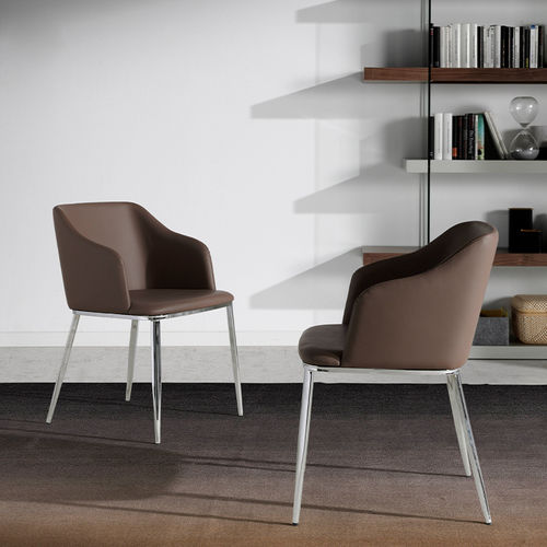 Chaise contemporaine - 4022 - Angel Cerdá - d'intérieur / en simili cuir / avec piètement en acier chromé