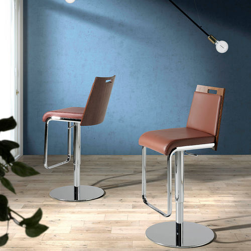Chaise de bar contemporaine - 4072 - Angel Cerdá - d'intérieur / en simili cuir / avec piètement en acier chromé