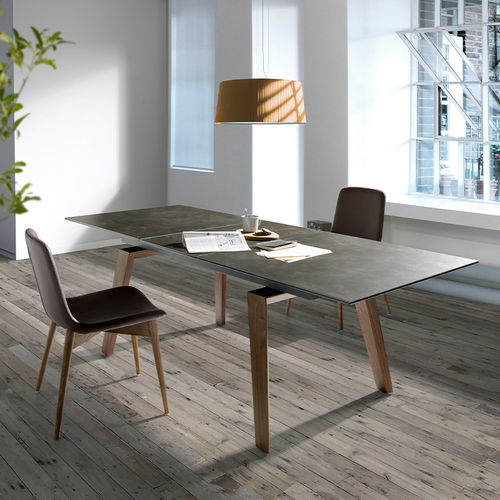 Table à manger contemporaine - 1026 - Angel Cerdá - en marbre / en porcelaine / avec piètement en noyer