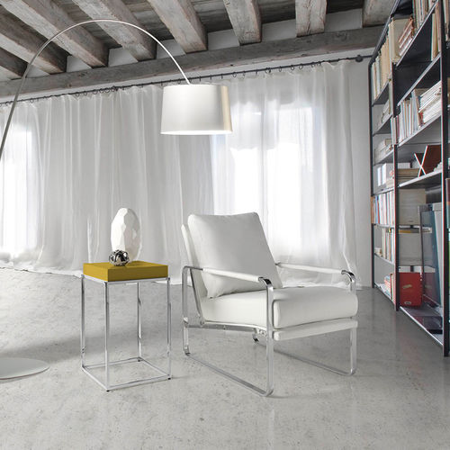 Fauteuil contemporain - 5026 - Angel Cerdá - en cuir / en acier chromé / tapissé
