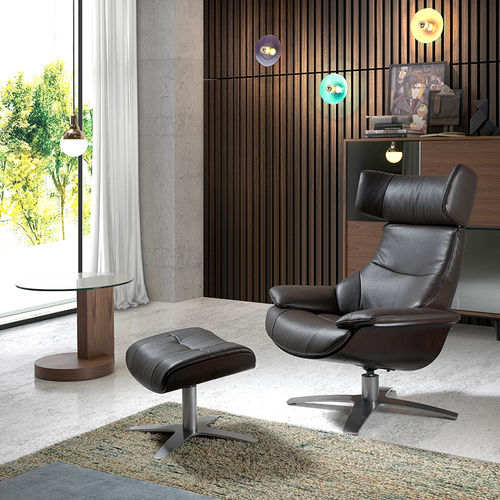 Fauteuil contemporain - 5022 - Angel Cerdá - en cuir / en peau de vache / en acier inoxydable poli