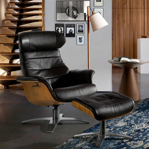 Fauteuil contemporain - 5034 - Angel Cerdá - en cuir / en peau de vache / en noyer