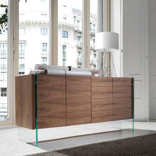 Buffet contemporain - 3057 - Angel Cerdá - en noyer / plaqué bois / en verre