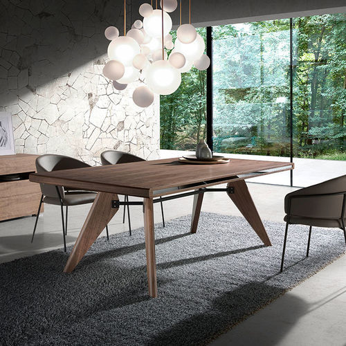 Table à manger contemporaine - 1080 - Angel Cerdá - en placage de bois / en acier peint / avec piètement en plaqué bois