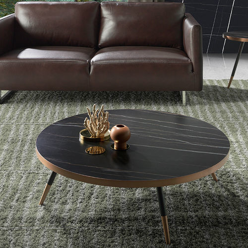 Table basse contemporaine - 2068 - Angel Cerdá - en porcelaine / avec piètement en métal / ronde