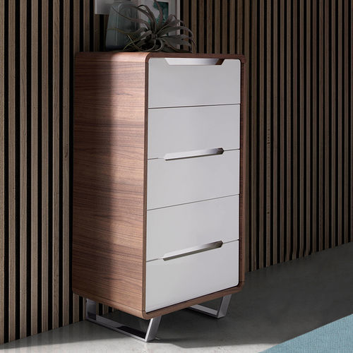 Chiffonnier contemporain - 7111 - Angel Cerdá - en placage de bois / en acier chromé / blanc