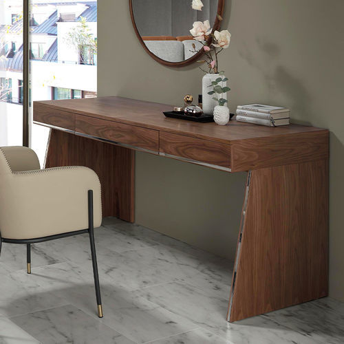 Bureau sur pied - 3217 - Angel Cerdá - contemporain / en placage de bois / en acier inoxydable