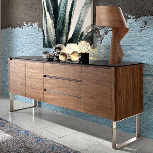 Buffet contemporain - 3060 - Angel Cerdá - en noyer / en acier inoxydable / en verre