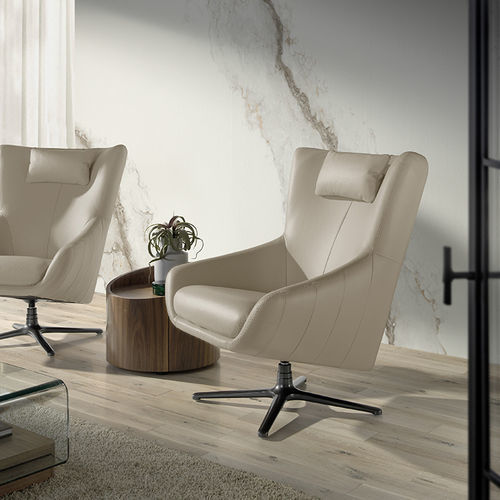 Fauteuil contemporain - 5090 - Angel Cerdá - en cuir / avec coussin amovible / avec dossier haut