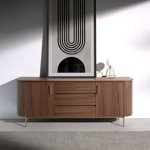 Buffet contemporain - 3228 - Angel Cerdá - en noyer / en placage de bois / en acier inoxydable