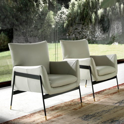 Fauteuil contemporain - 5042 - Angel Cerdá - en cuir / en peau de vache / en acier