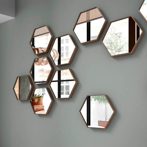 Miroir mural - 3039 - Angel Cerdá - contemporain / hexagonal / en noyer