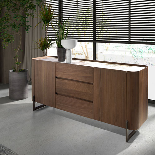 Buffet contemporain - 3252 - Angel Cerdá - en noyer / en placage de bois / en porcelaine