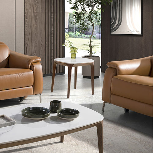 Table d'appoint contemporaine - 2133 - Angel Cerdá - en porcelaine / avec piètement en plaqué bois / carrée