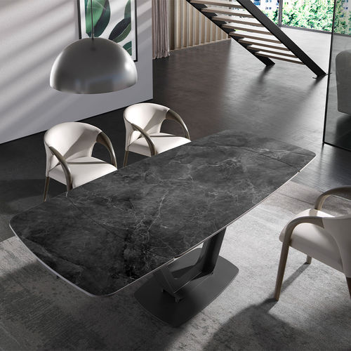Table à manger contemporaine - 1132 - Angel Cerdá - en porcelaine / avec piètement en acier inoxydable / à rallonge