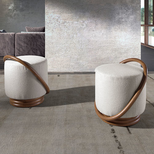 Pouf contemporain - 5110 - Angel Cerdá - en tissu / en bois / rond