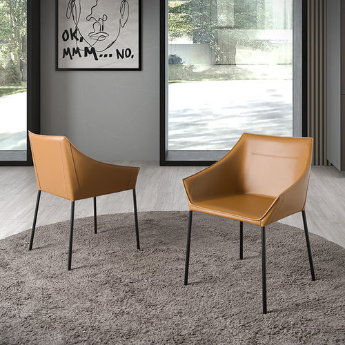Chaise de salle à manger contemporaine - 4144 - Angel Cerdá - d'intérieur / en croûte de cuir / avec piètement en acier inoxydable laqué