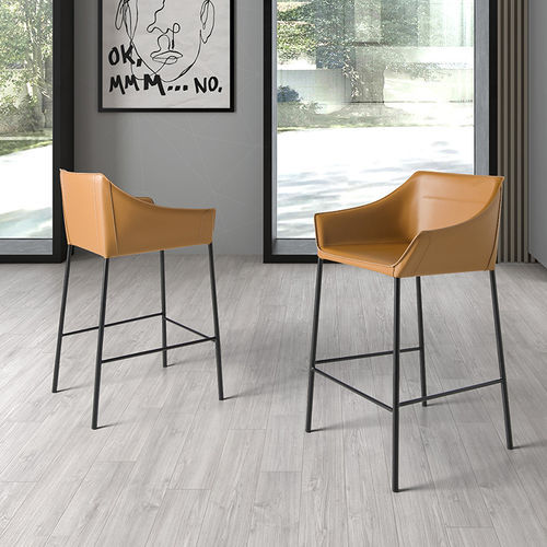 Chaise de bar contemporaine - 4145 - Angel Cerdá - d'intérieur / en cuir / avec piètement en acier inoxydable laqué