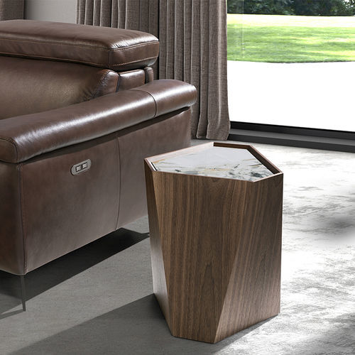 Table d'appoint contemporaine - 2134 - Angel Cerdá - en marbre / avec piètement en noyer / avec piètement en plaqué bois