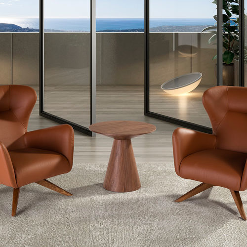 Table d'appoint contemporaine - 2043 - Angel Cerdá - en noyer / en placage de bois / avec piètement en noyer