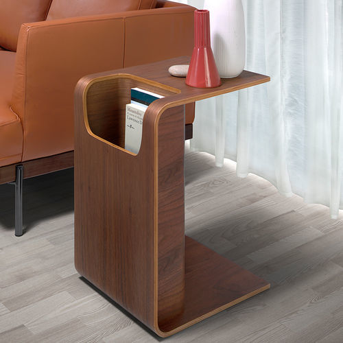 Table d'appoint contemporaine - 2110 - Angel Cerdá - en noyer / en placage de bois / avec piètement en noyer