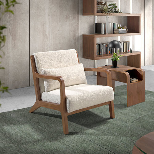 Fauteuil contemporain - 5100 - Angel Cerdá - en tissu / en frêne / blanc