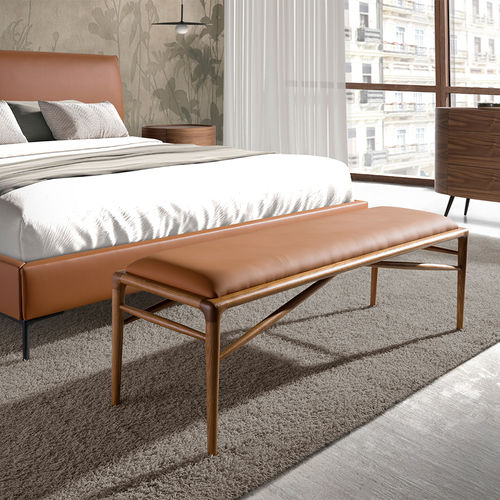 Banquette contemporaine - 5112 - Angel Cerdá - en cuir / avec piètement en acier / avec piètement en bois