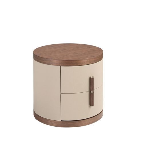 Table de chevet contemporaine - 7219 - Angel Cerdá - en cuir / en noyer / avec piètement en noyer