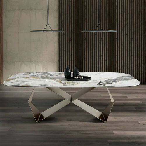 Table à manger contemporaine - Angel Cerdá - en porcelaine / en marbre / avec piètement en acier