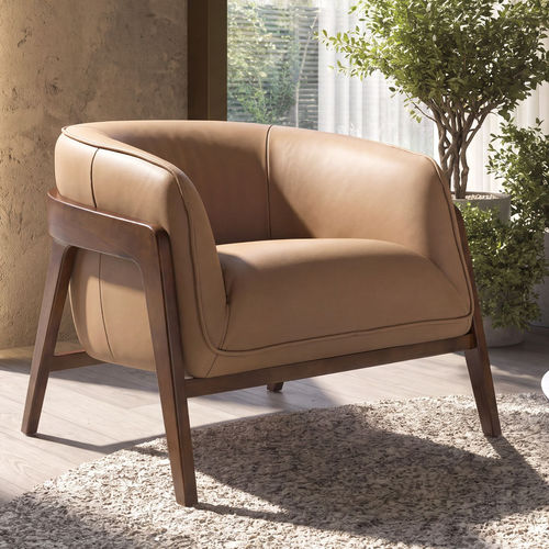 Fauteuil moderne - 5197 - Angel Cerdá - en cuir / en bois / tapissé
