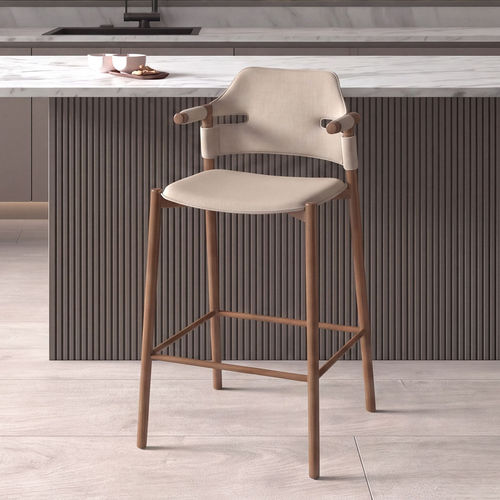Tabouret contemporain - 4253 - Angel Cerdá - en cuir / avec piètement en bois / avec repose-pieds