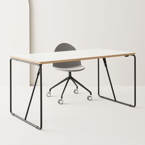 Table de réunion contemporaine - FOLD-UP - SEGIS - en contreplaqué / en stratifié / avec piètement en acier chromé