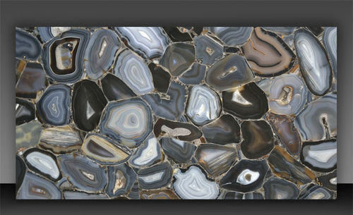 Plaque de pierre en pierre semi-précieuse - BLACK AGATE - PAYANINI SRL - pour sol / pour agencement intérieur / polie