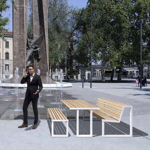 Table de pique-nique contemporaine - H24 - URBANTIME - en acier galvanisé / en aluminium / avec piètement en acier galvanisé