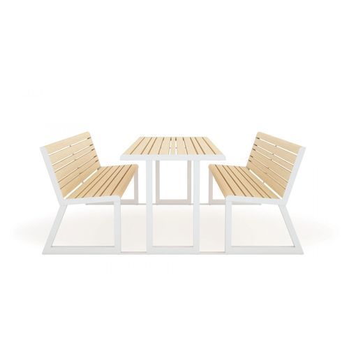 Table de pique-nique contemporaine - H24  - URBANTIME - en chêne naturel / en métal / avec piètement en métal