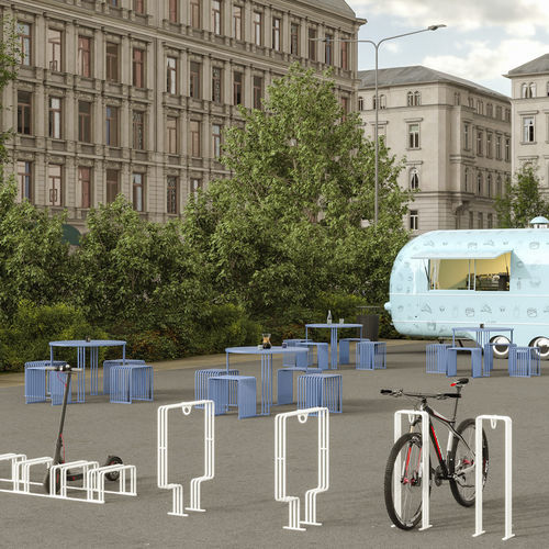 Range-vélo au sol - 015  - URBANTIME - vertical / pour espace public / en acier à revêtement par poudre