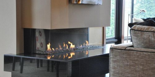 Cheminée à gaz - CLEAR 150 TS - Ortal USA - à encastrer / à 3 faces / à foyer fermé