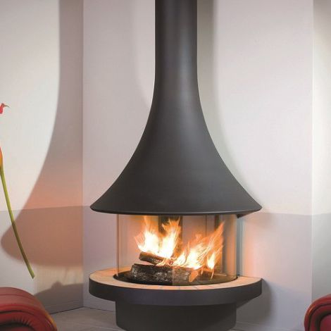 Cheminée à gaz - STAND ALONE 75X65 CURVE - Ortal USA - au sol / simple face / à foyer fermé