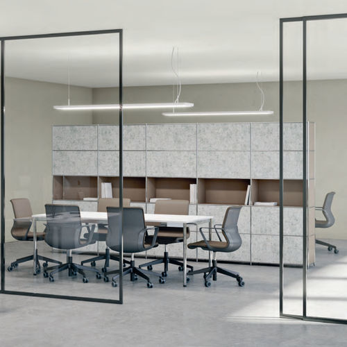 Table contemporaine - SYSTEM4 - Viasit GmbH - en verre / en verre dépoli / en acier