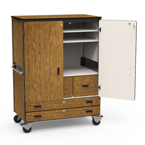 Meuble de stockage mobile - #CABINET-2513-GRY091BLK01-GRY02 - Virco - à roulettes / avec tiroirs / pour école