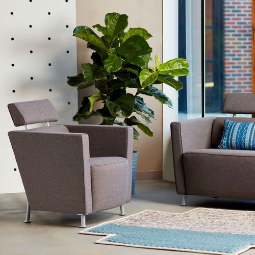 Fauteuil visiteur contemporain - HELLO - Haworth - en tissu / en cuir / en bois