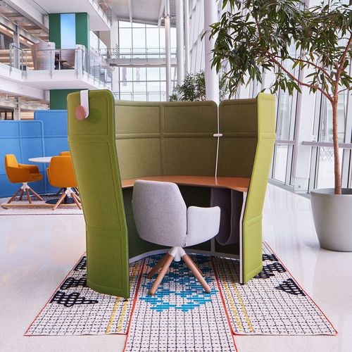 Bureau POD modulable - OPENEST PRIVACY DESK - Haworth - en tissu / en acier peint / pour open space