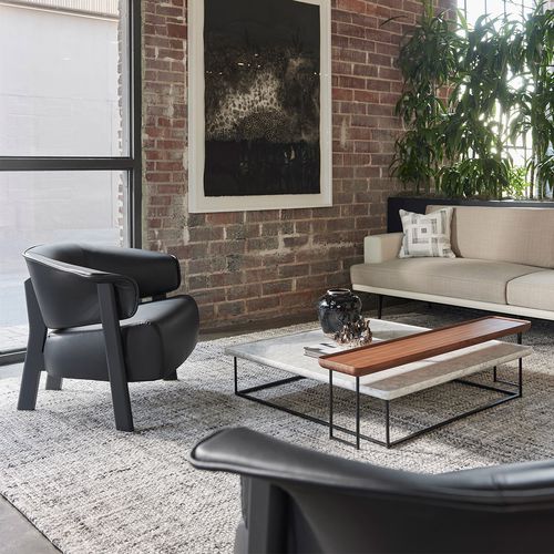 Fauteuil contemporain - BACK-WING - Haworth - en cuir / en mousse de polyuréthane / en bois