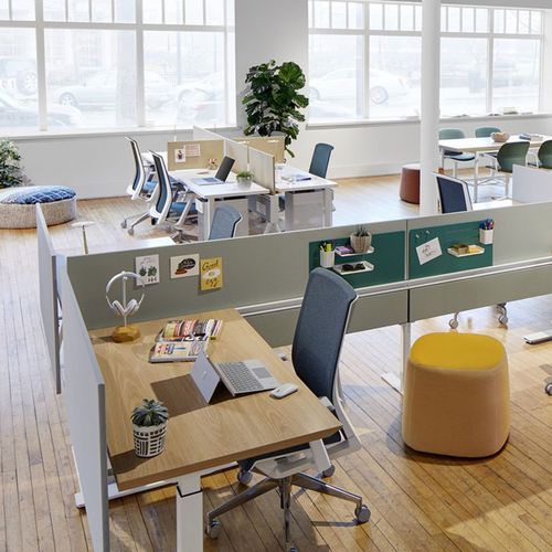 Séparateur de bureau sur bureau - BELONG - Haworth - en tissu / en verre / stratifié