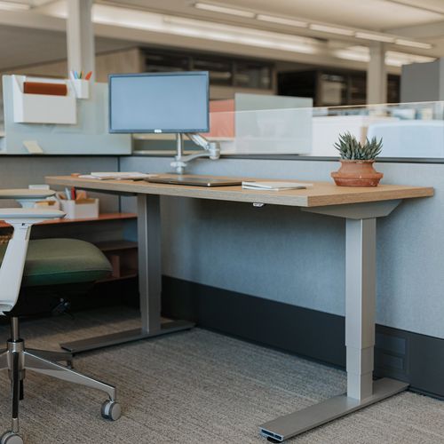 Bureau sur pied - PLANES LT  - Haworth - contemporain / en placage de bois / en métal